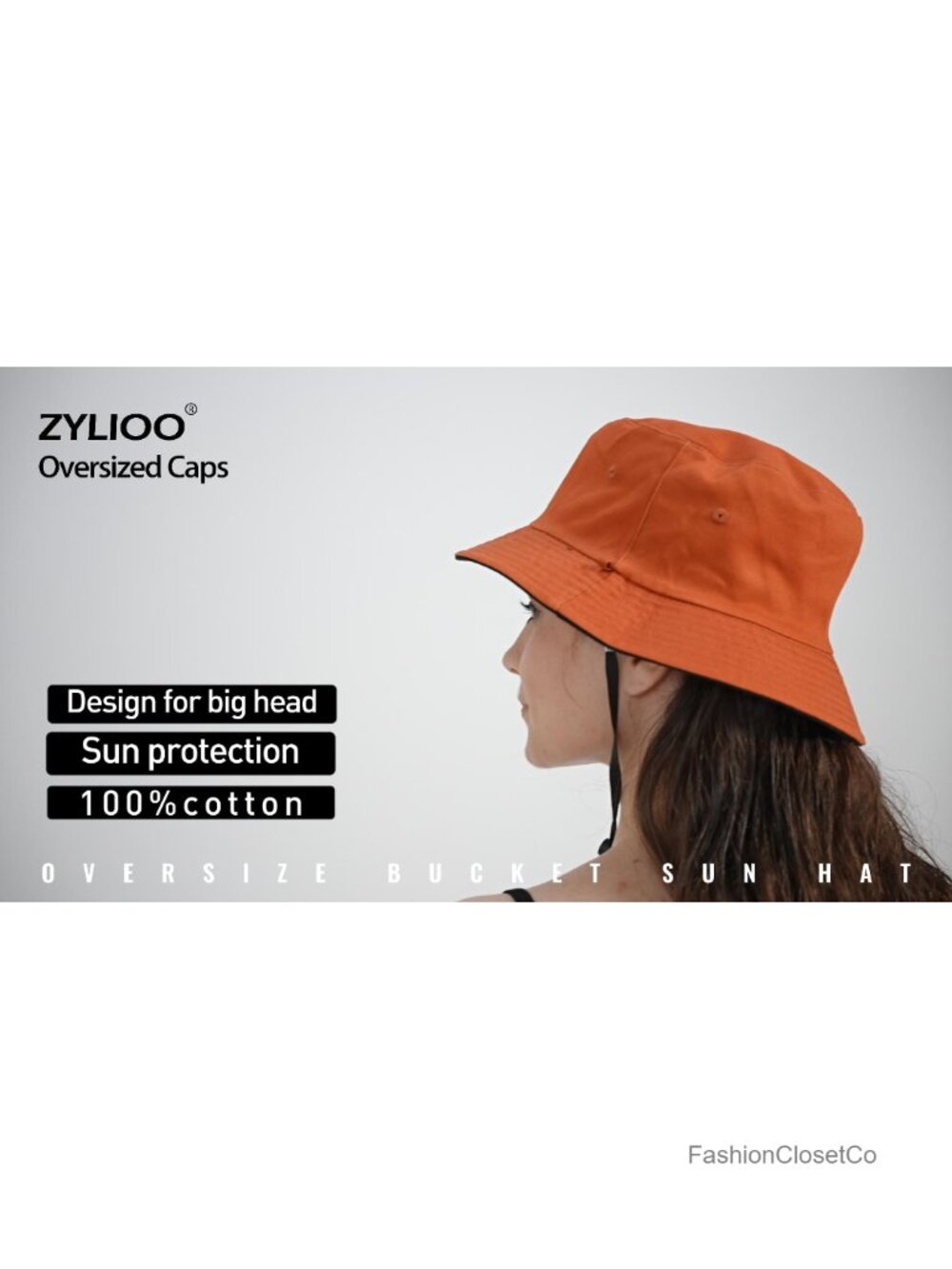 XXL Reversible Bucket Hat with Chin Strap - Breathable Cotton Sun Hat for Travel - Picture 6 of 6